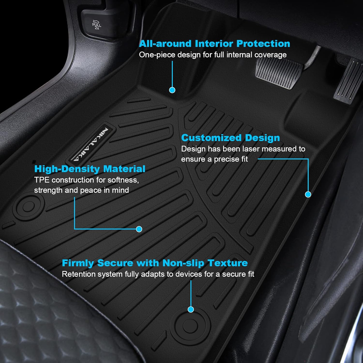 ORANGLES All Weather Floor Mats & Cargo Liners for Toyota Camry 2012–2017 (Non-Hybrid) – TPE Rubber Full Set Floor Liners & Trunk Mat Accessories - detailed closeup view - Image 3 of 5 | great for travel | Texas | Free Shipping ORANGLES