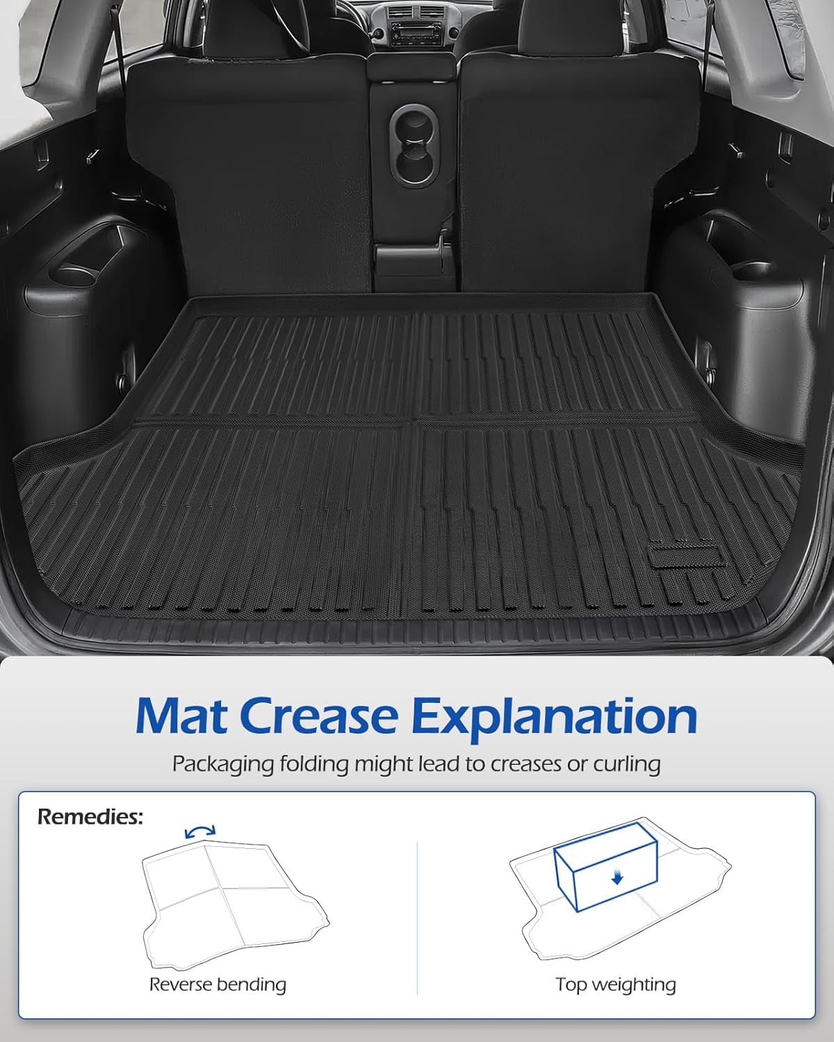 ORANGLES Custom Fit All Weather Floor Mats for Toyota RAV4 2006–2012 (Without 3rd Row Seat) – Heavy Duty Rubber Floor Liners & Cargo Mat Full Set - angled perspective - Image 4 of 6 | excellent for daily use | New York | Free Shipping ORANGLES