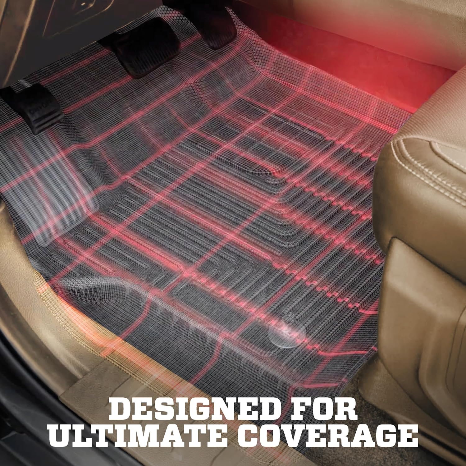ORANGLES Husky Liners Weatherbeater Floor Mats – Fits Chevrolet Tahoe & GMC Yukon (2015–2020) – Front & 2nd Row 3-Piece All Weather Floor Liners (Black) - detailed closeup view - Image 3 of 5 | great for travel | Texas | Free Shipping ORANGLES