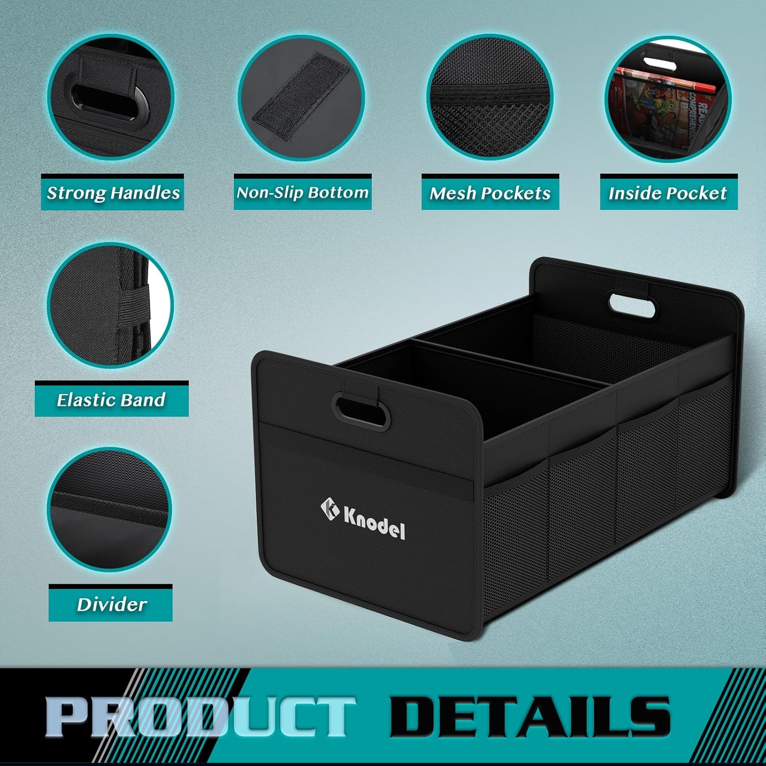 ORANGLES K KNODEL Car Trunk Organizer – Foldable Automotive Storage Box with Reinforced Handles for Car, SUV & Truck (Small, Black) - angled perspective - Image 4 of 5 | excellent for daily use | New York | Free Shipping ORANGLES