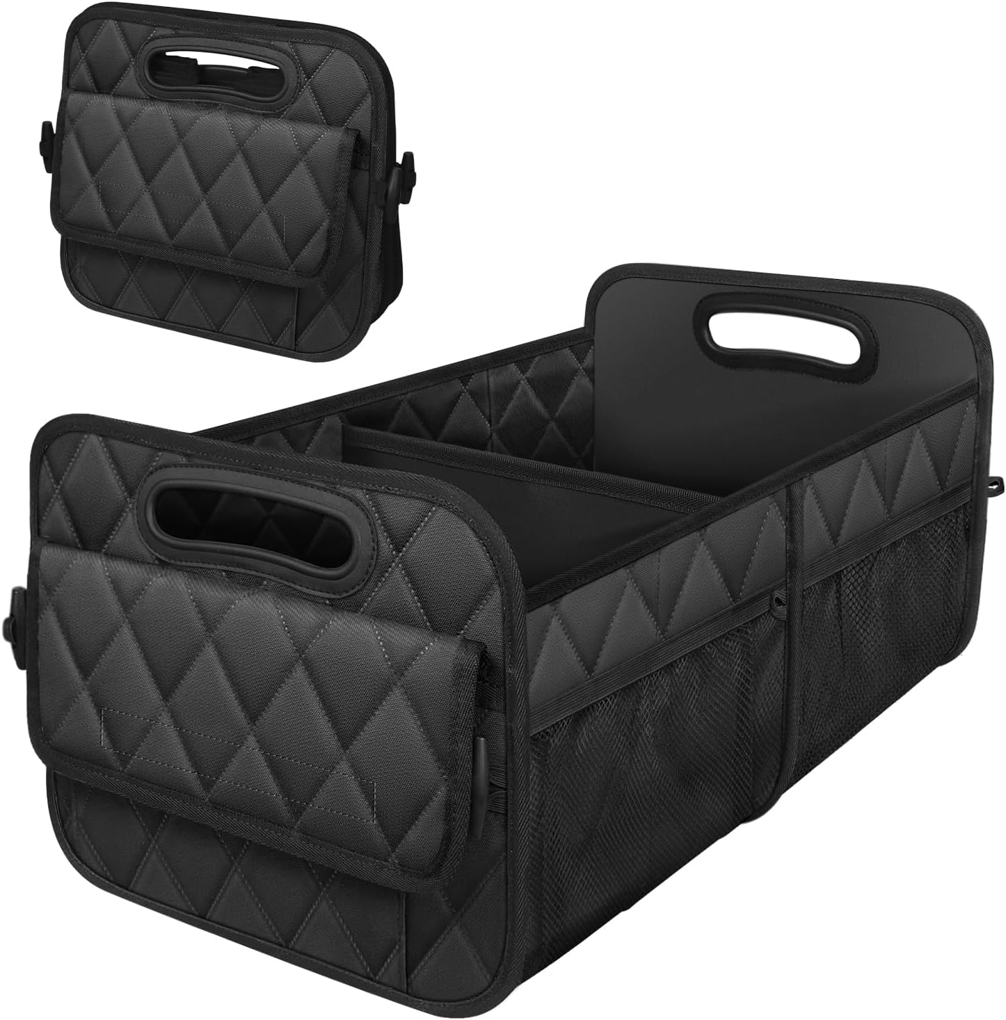 Deosk Car Trunk Organizer for SUV – 50L Waterproof Polyester Foldable Storage Box with 6 Pockets, Car Storage Organizer for Women & Men (Black)