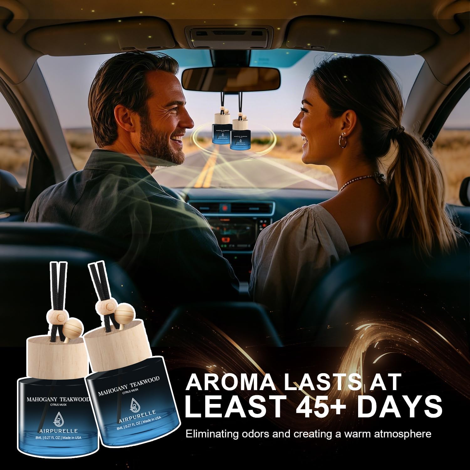 ORANGLES Car Air Freshener Hanging Diffuser 2 Pack – Mahogany Teakwood Fragrance Oil Car Air Fresheners, Long Lasting Hanging Car Perfume (45+ Days, Made in USA) - elegant presentation - Image 6 of 6 | designed for enthusiasts | Illinois | Free Shipping ORANGLES