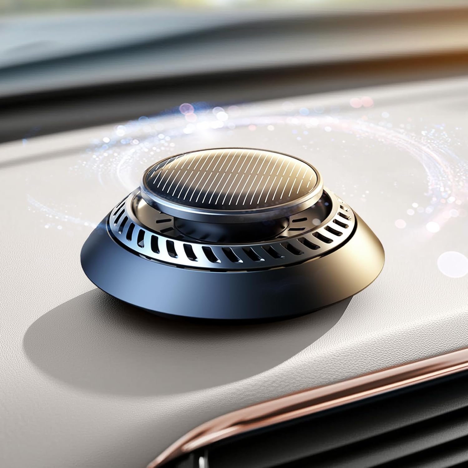 Ceeniu Solar Car Air Freshener F21 – UFO Solar-Powered Rotary Diffuser with DIY Essential Oils, French Cologne & Ocean Fragrance Dashboard Aromatherapy Freshener