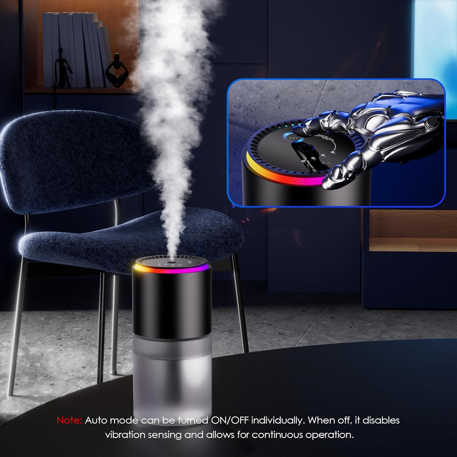 ORANGLES Klomsuw Smart Car Air Freshener Diffuser – 150ML Multi-Fragrance Car Aroma Diffuser with RGB Music Sync Light & Auto On/Off (Cologne) - detailed closeup view - Image 3 of 6 | great for travel | Texas | Free Shipping ORANGLES