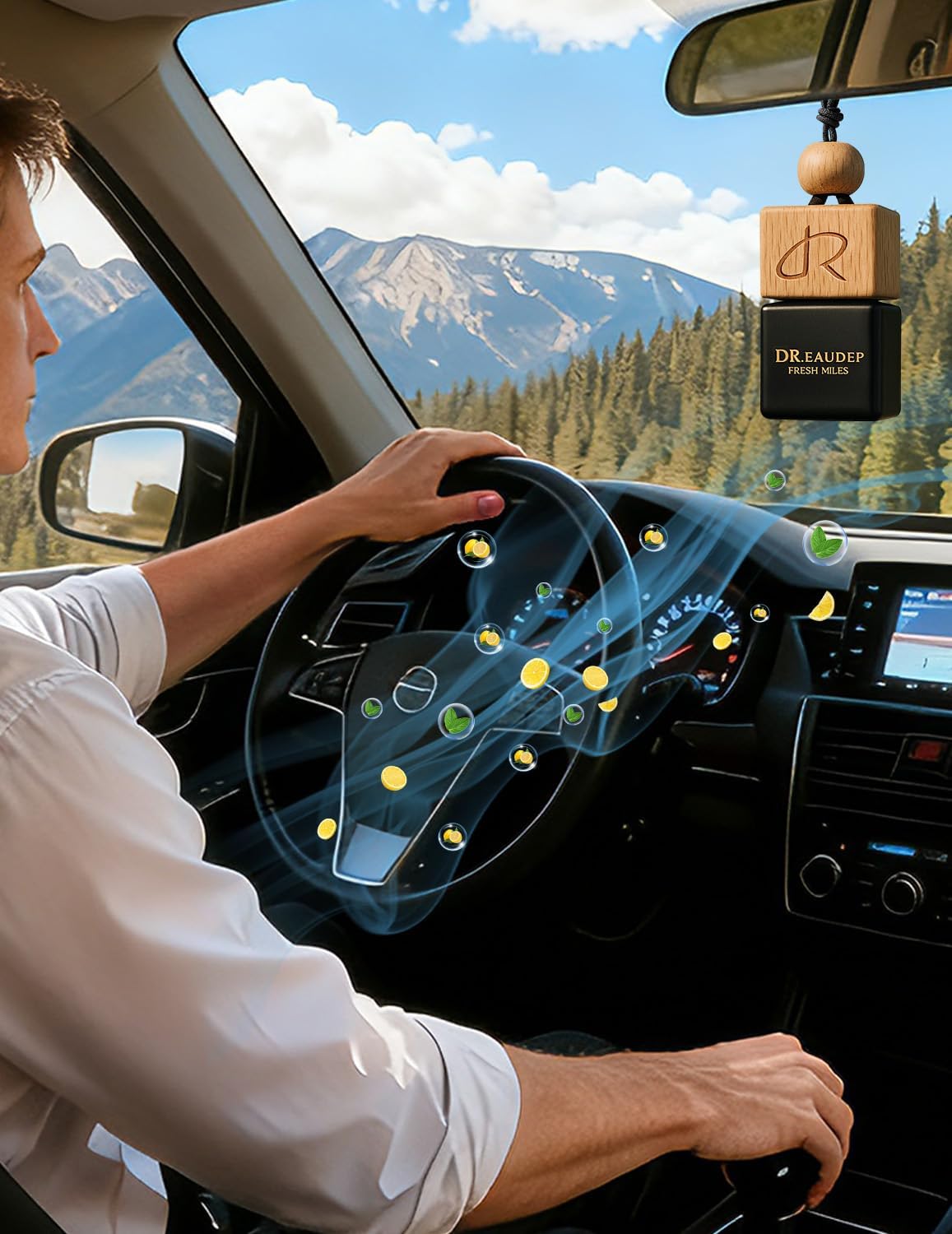 ORANGLES Greed Car Air Freshener – Aventos Inspired Cologne Scent Hanging Diffuser with Premium Essential Oils, Masculine Woody Leather Luxury Car Fragrance for Men - detailed closeup view - Image 3 of 5 | great for travel | Texas | Free Shipping ORANGLES