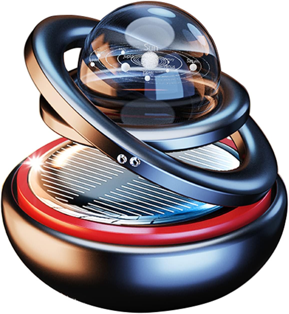 ORANGLES Kwak’s Solar-Powered Rotating Car Decoration – Auto-Spinning Crystal Ball Dashboard Air Freshener with Refillable Scent Pad (Black) - detailed closeup view - Image 3 of 5 | great for travel | Texas | Free Shipping ORANGLES