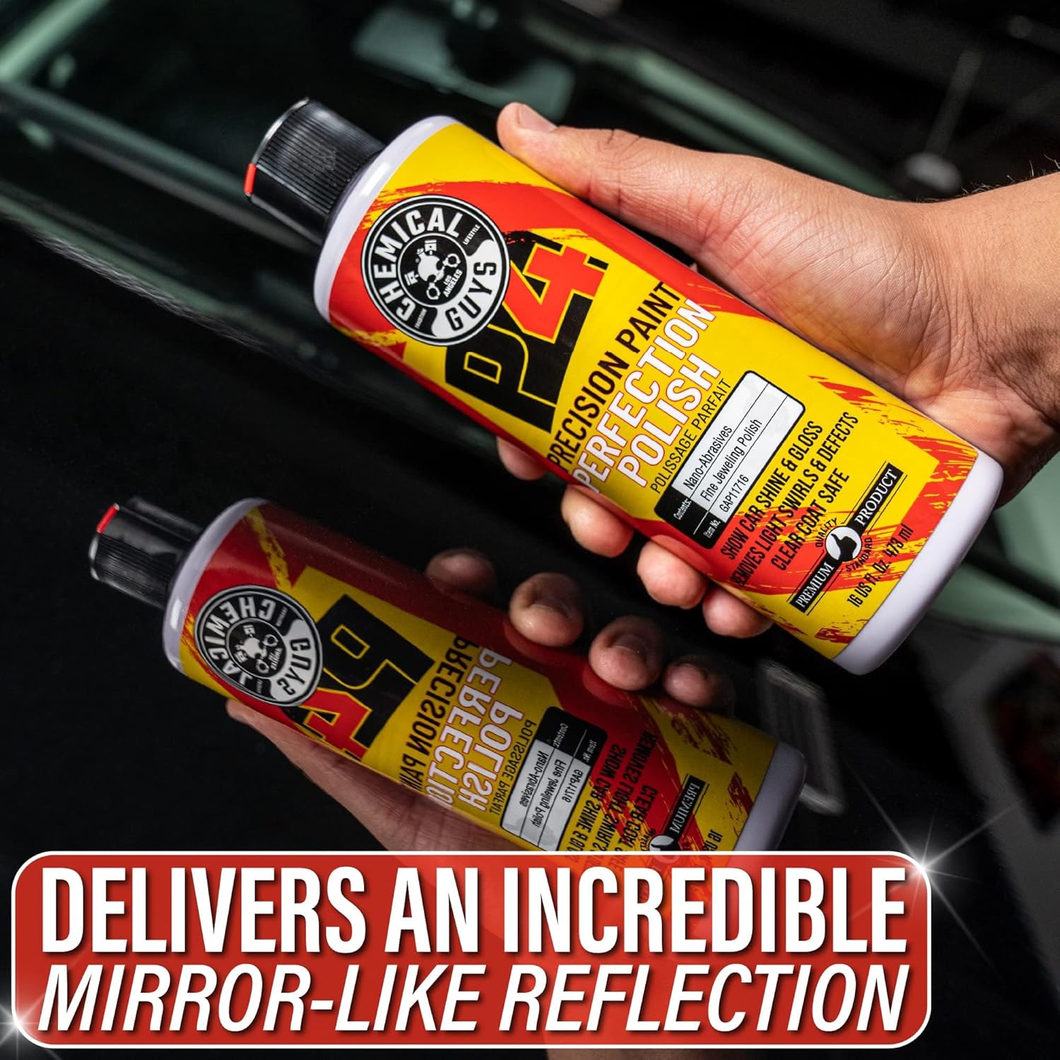 ORANGLES Chemical Guys C4 & P4 Clear Cut Correction Compound and Precision Paint Polish Combo – Scratch & Swirl Remover Polishing Kit, Gloss Restoration System (2 x 16 oz) - high resolution display - Image 2 of 5 | perfect for office | California | Free Shipping ORANGLES