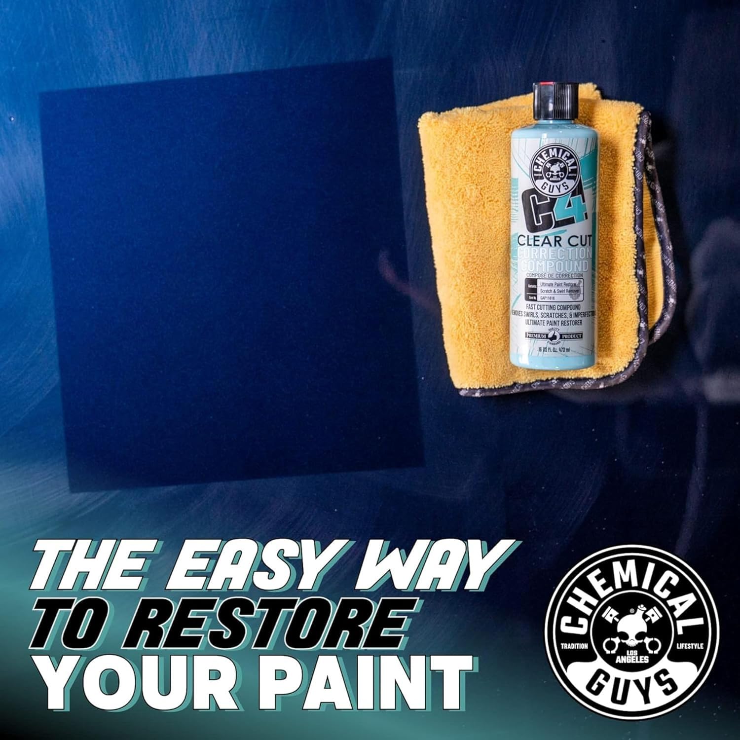 ORANGLES Chemical Guys C4 & P4 Clear Cut Correction Compound and Precision Paint Polish Combo – Scratch & Swirl Remover Polishing Kit, Gloss Restoration System (2 x 16 oz) - angled perspective - Image 4 of 5 | excellent for daily use | New York | Free Shipping ORANGLES