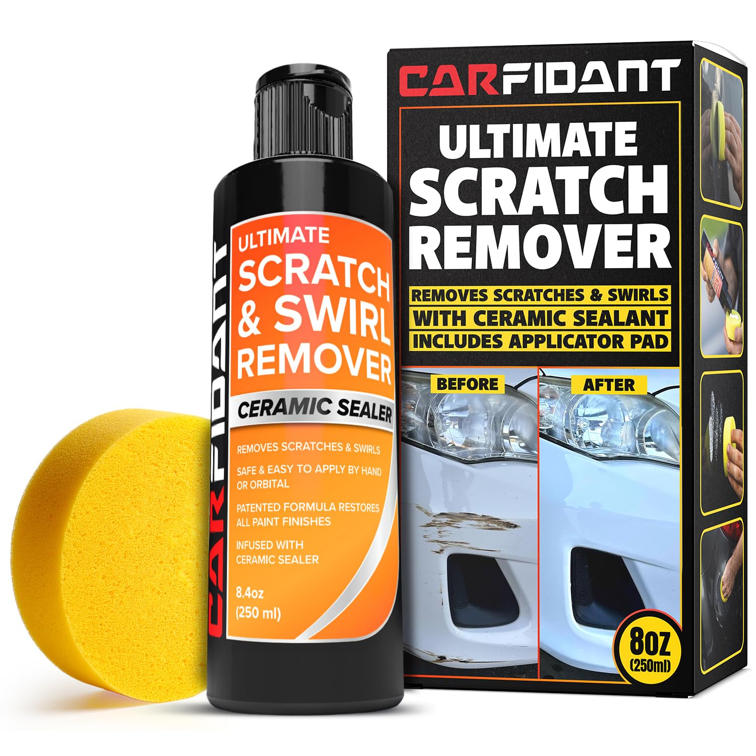 Carfidant Scratch Repair & Swirl Remover Kit – Car Paint Scratch Remover, Restorer Compound with Buffer Pad for Polishing & Waxing (8.4 fl oz)
