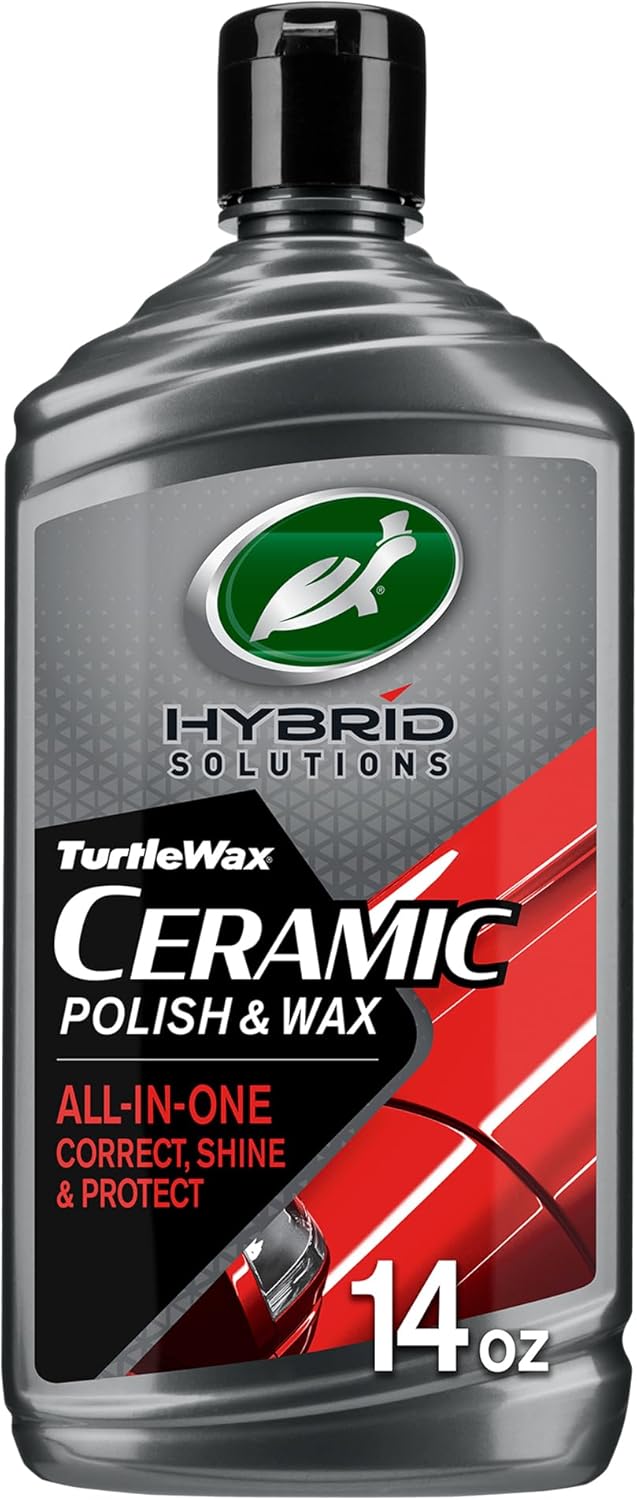 Turtle Wax Hybrid Solutions Ceramic Car Polish & Wax – Light Scratch Remover with Durable Paint Protection, High Gloss Shine & Extreme Water Beading (14 oz)