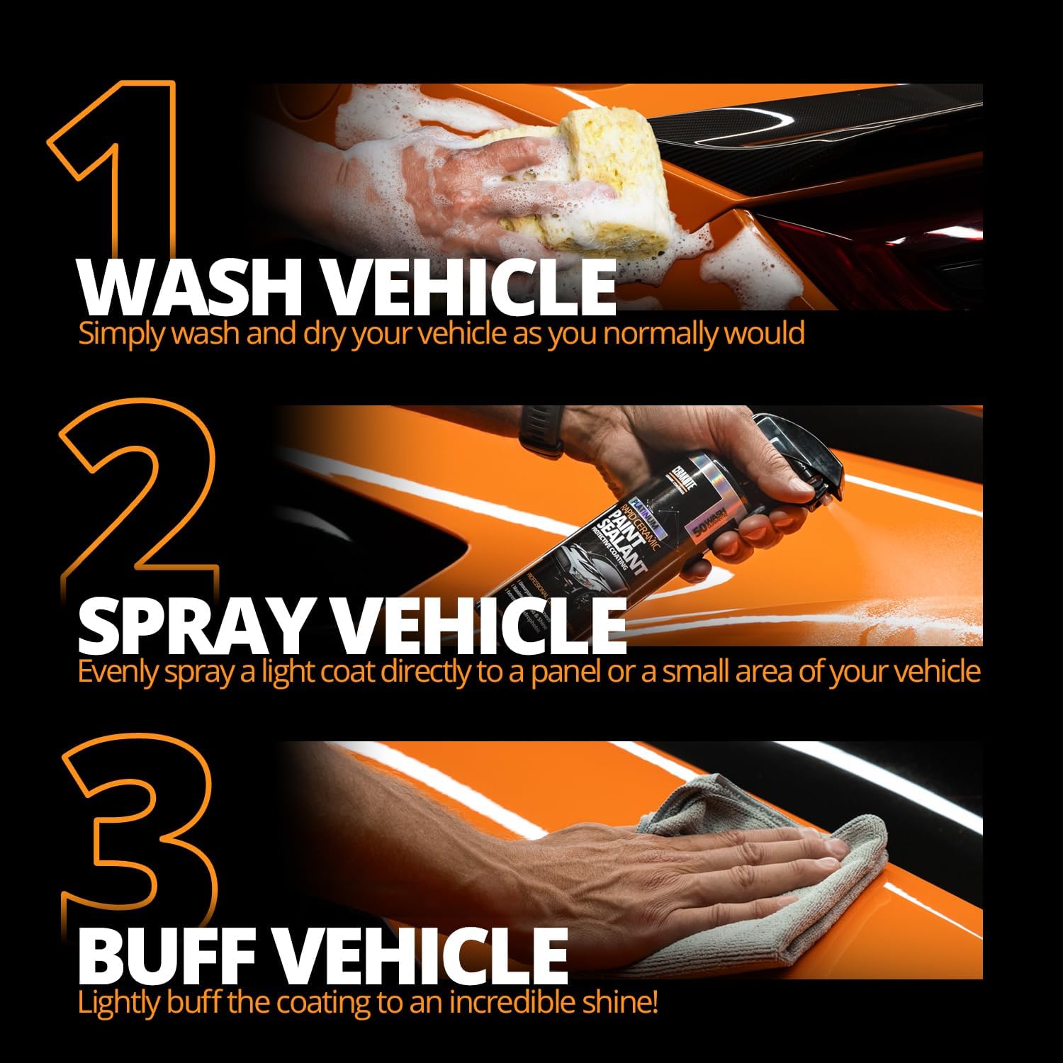 ORANGLES CERAKOTE Platinum Rapid Ceramic Paint Sealant Spray – 14 oz Ceramic Spray Coating with Extreme Hydrophobic Protection, Maximum Gloss & 50 Wash Durability - detailed closeup view - Image 3 of 5 | great for travel | Texas | Free Shipping ORANGLES