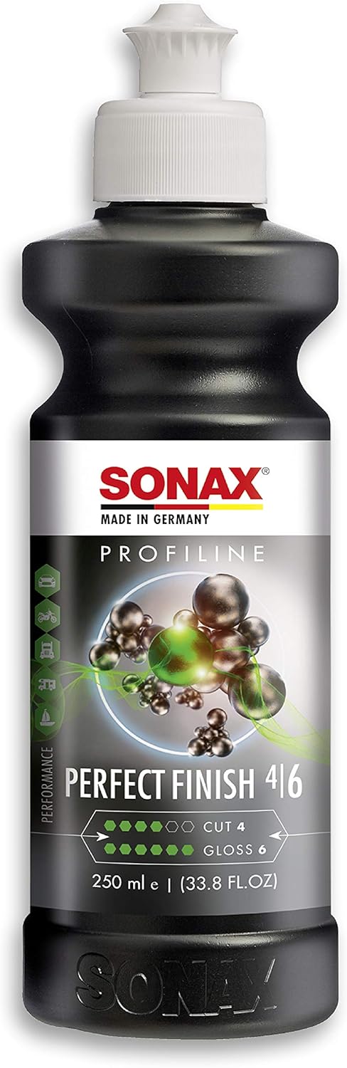 SONAX Perfect Finish 250ml – Scratch & Swirl Remover Machine Polish, High Gloss Paint Correction Polish for Black Paint (No Fillers, 8.45 fl oz)