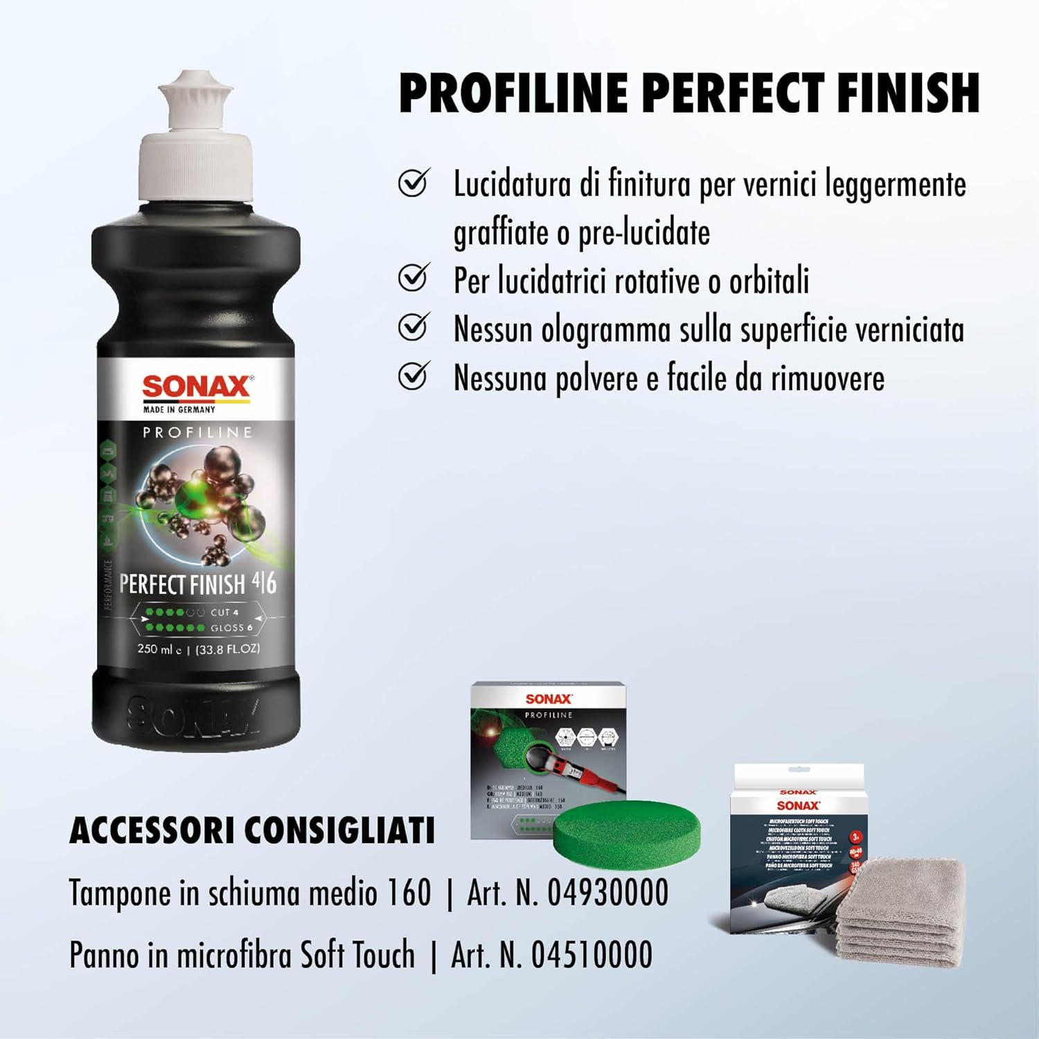 ORANGLES SONAX Perfect Finish 250ml – Scratch & Swirl Remover Machine Polish, High Gloss Paint Correction Polish for Black Paint (No Fillers, 8.45 fl oz) - angled perspective - Image 4 of 4 | excellent for daily use | New York | Free Shipping ORANGLES