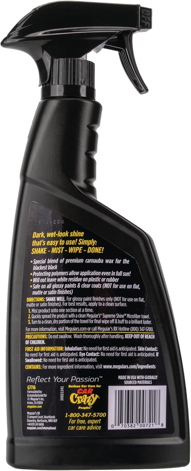ORANGLES Meguiar's G7716 Gold Class Carnauba Quik Wax – Spray Wax for Rich Shine & Depth, Clear Coat Safe Formula with Long-Lasting Gloss (16 oz) - full product showcase - Image 5 of 5 | suitable for professionals | Florida | Free Shipping ORANGLES