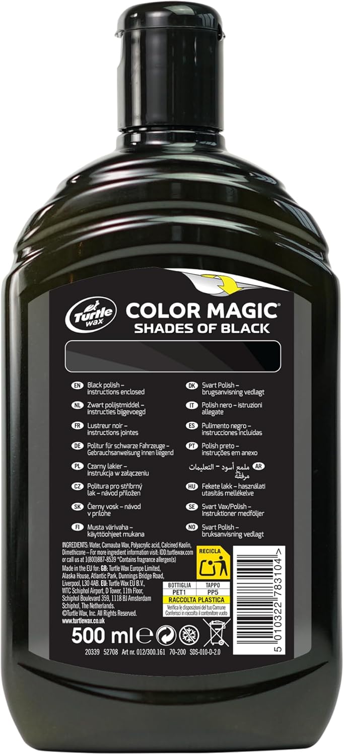 ORANGLES Turtle Wax Color Magic Car Paintwork Polish – Black 500ml, Restores Color, Shine & Gloss with Long-Lasting Paint Enhancement Formula - angled perspective - Image 4 of 4 | excellent for daily use | New York | Free Shipping ORANGLES