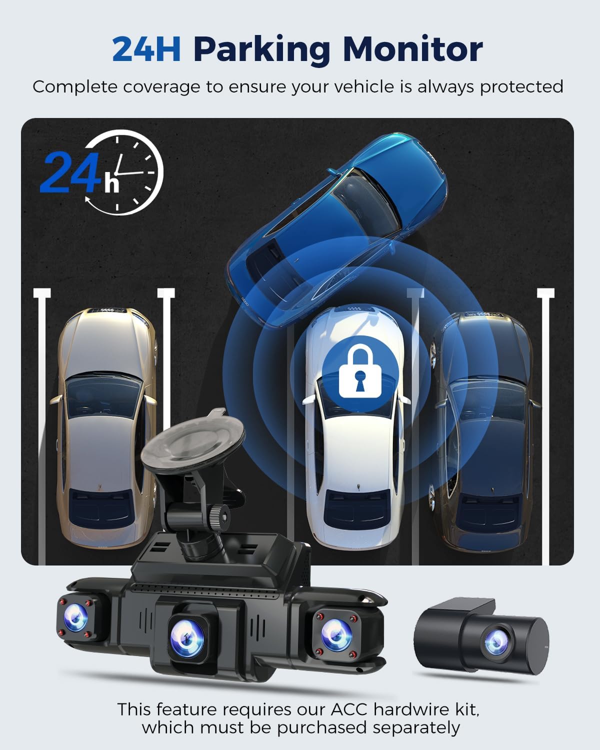 ORANGLES 360° 4-Channel Dash Cam Front, Rear, Left, Right & Inside – GPS, 5G WiFi, Night Vision, WDR, Supercapacitor & 24H Parking Mode with 128GB Card - high resolution display - Image 2 of 4 | perfect for office | California | Free Shipping ORANGLES