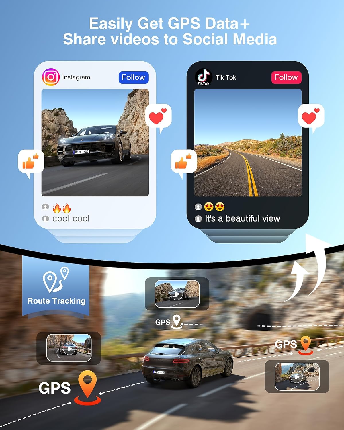 ORANGLES 4K + 2K Dash Cam Front & Rear – Dual Car Camera with GPS, Dual WiFi, Night Vision, WDR, 170° Wide Angle & 24H Parking Monitor (64GB Included) - high resolution display - Image 2 of 7 | perfect for office | California | Free Shipping ORANGLES