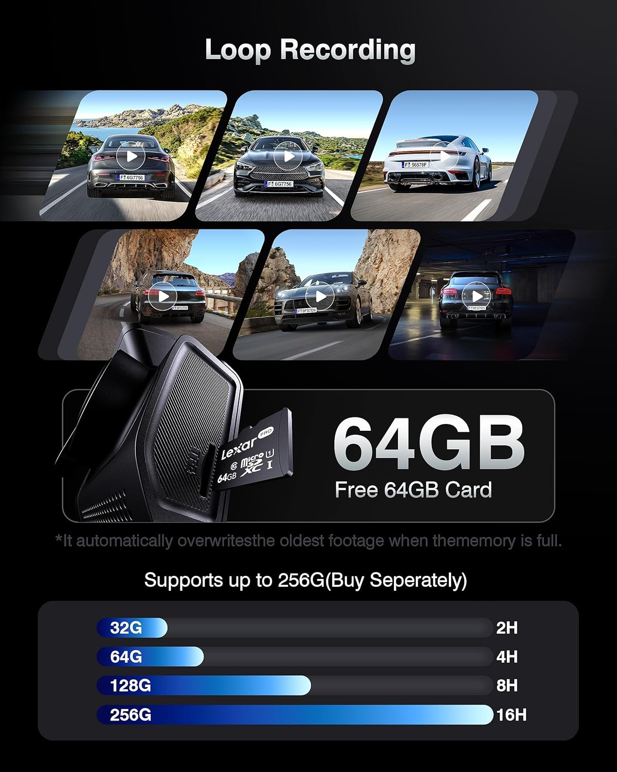 ORANGLES 4K + 2K Dash Cam Front & Rear – Dual Car Camera with GPS, Dual WiFi, Night Vision, WDR, 170° Wide Angle & 24H Parking Monitor (64GB Included) - angled perspective - Image 4 of 7 | excellent for daily use | New York | Free Shipping ORANGLES