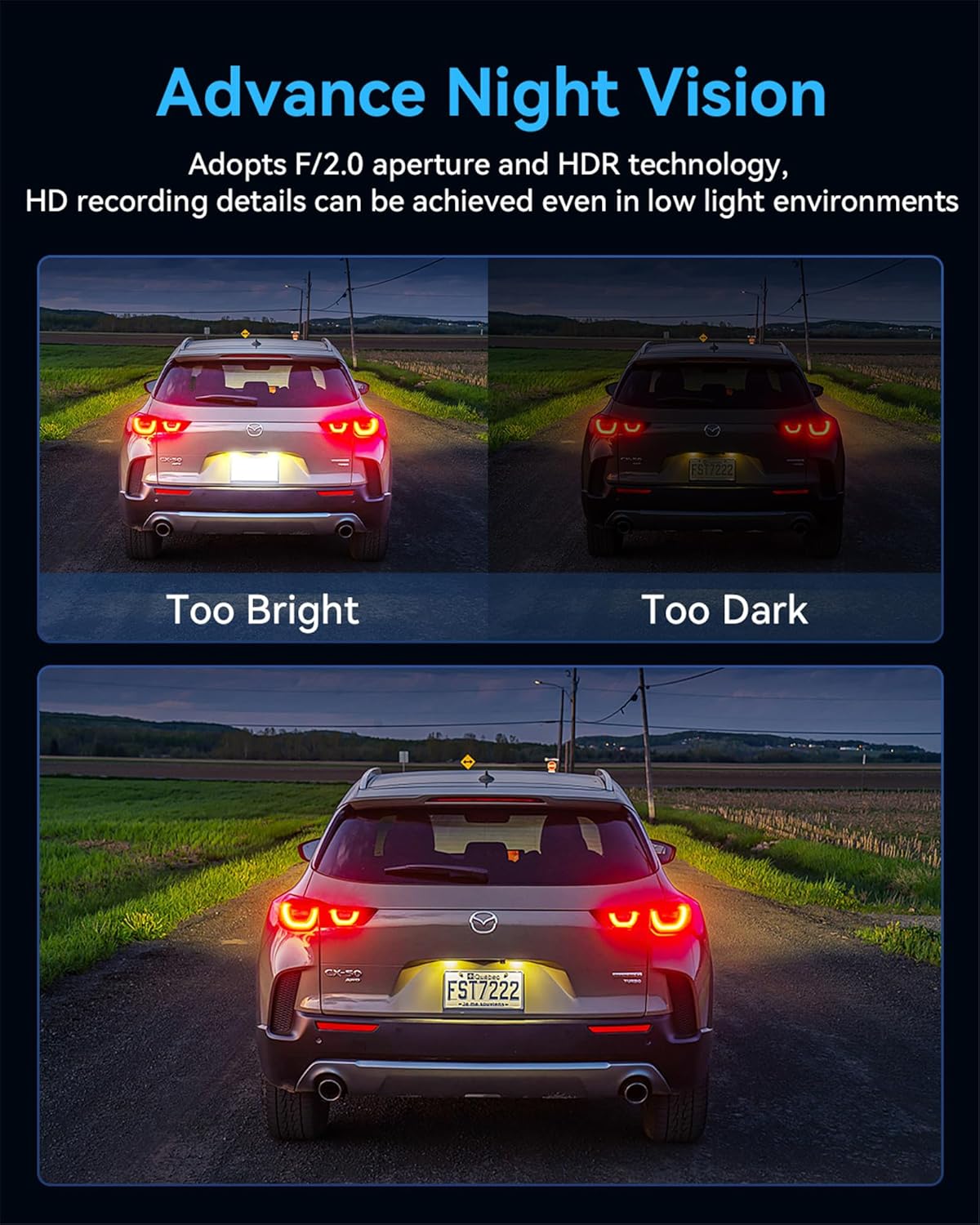 ORANGLES 4K 3-Channel Dash Cam Front, Rear & Inside – Full UHD Car Camera with IR Night Vision, Loop Recording, G-Sensor & 24-Hour Recording (32GB Included) - high resolution display - Image 2 of 5 | perfect for office | California | Free Shipping ORANGLES
