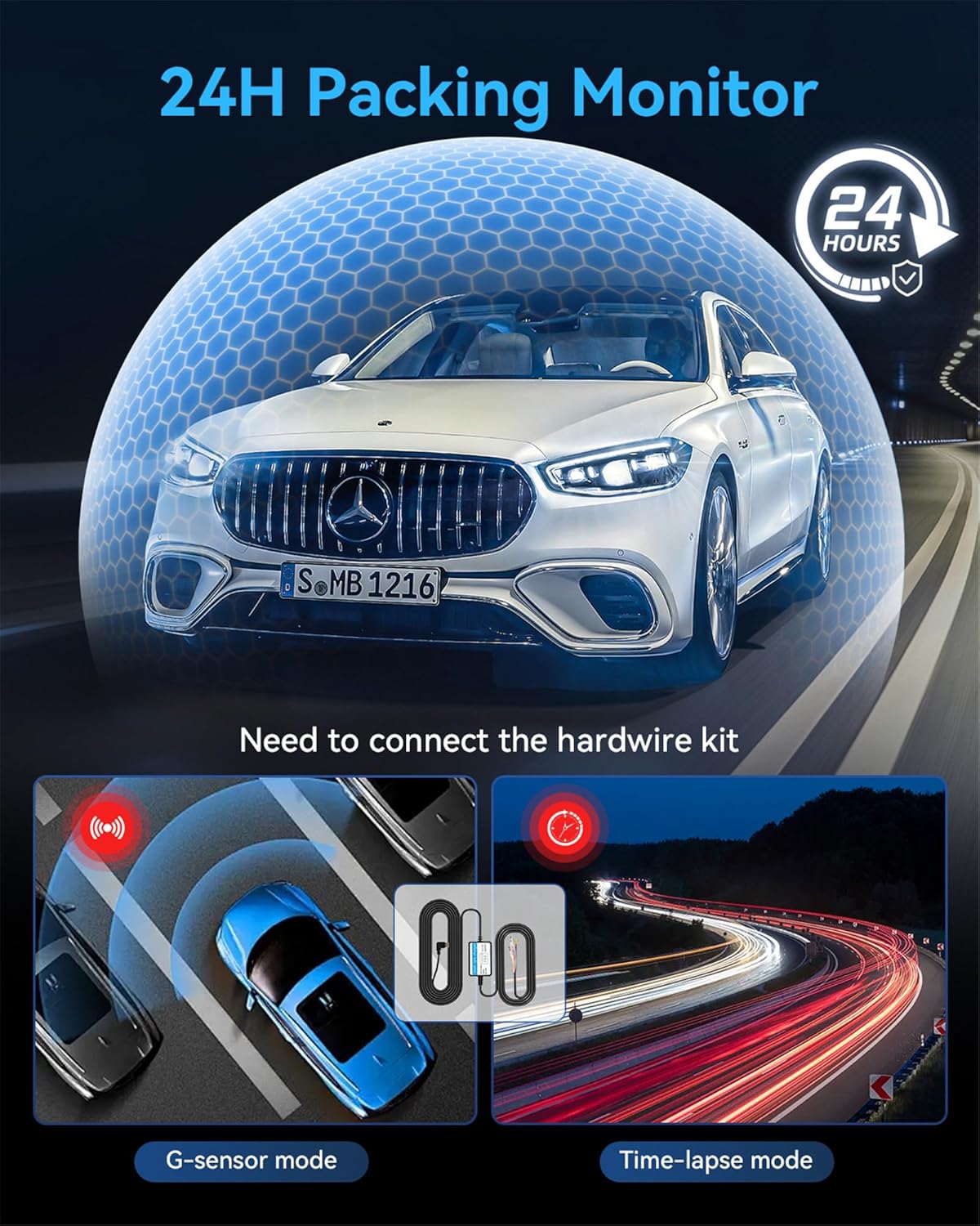 ORANGLES 4K 3-Channel Dash Cam Front, Rear & Inside – Full UHD Car Camera with IR Night Vision, Loop Recording, G-Sensor & 24-Hour Recording (32GB Included) - detailed closeup view - Image 3 of 5 | great for travel | Texas | Free Shipping ORANGLES