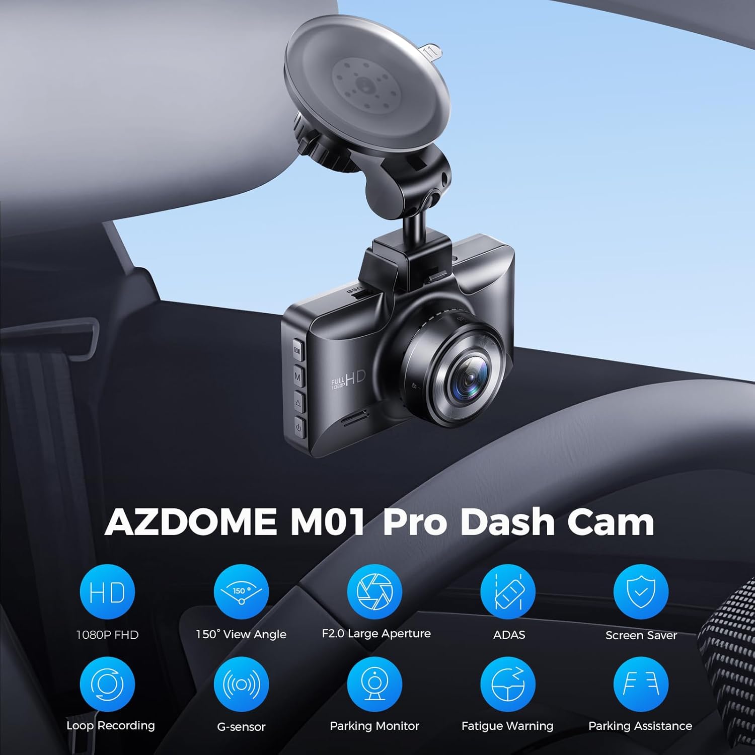 ORANGLES AZDOME M01 Pro Dual Dash Cam Front & Rear – 3” Screen Car Camera with ADAS, G-Sensor, 24H Parking Mode & Free 64GB Card - angled perspective - Image 4 of 4 | excellent for daily use | New York | Free Shipping ORANGLES