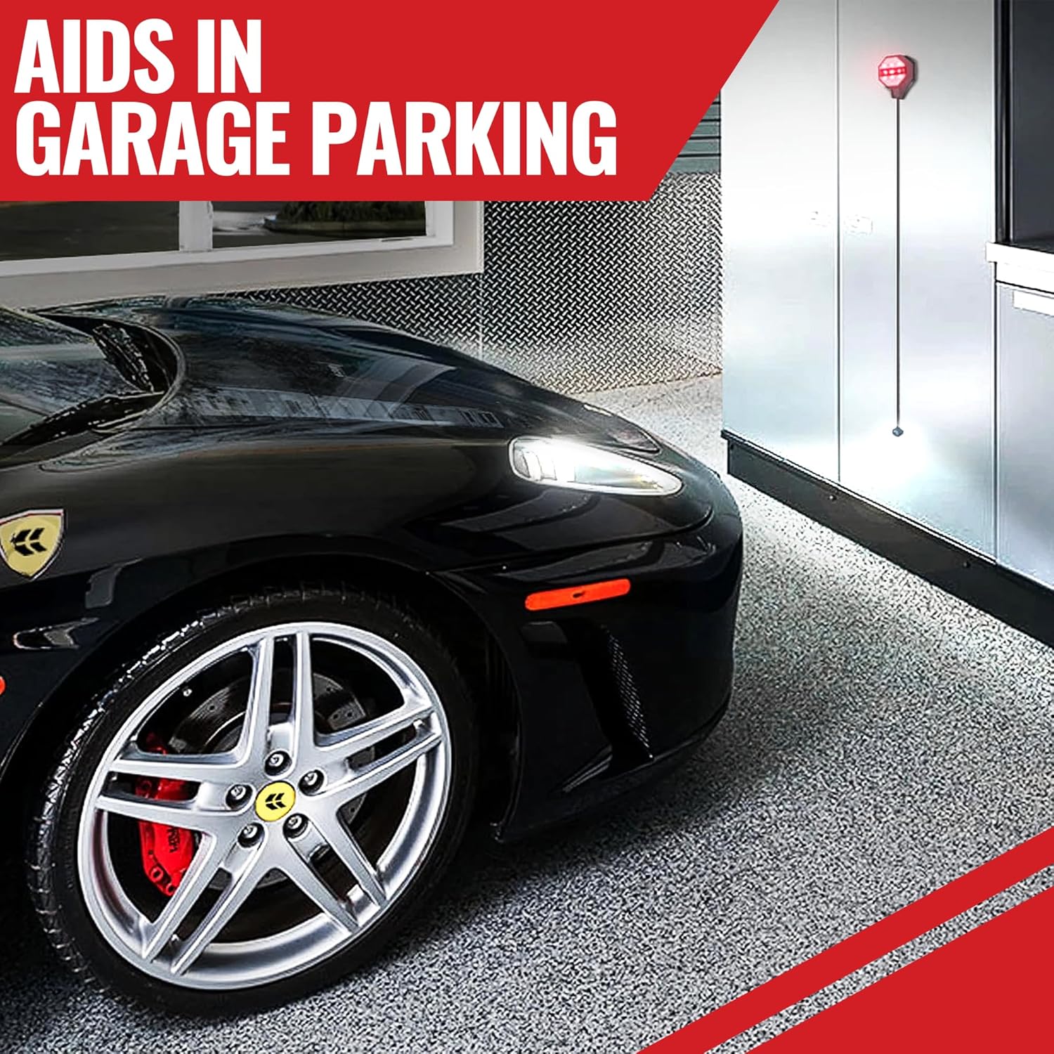 ORANGLES STKR Garage Parking Sensor – Ultrasonic Car Stop Assistant with LED Guide, Adjustable 6”–6ft Distance, Battery/USB Powered Wall-Mount Parking Aid (White) - angled perspective - Image 4 of 4 | excellent for daily use | New York | Free Shipping ORANGLES