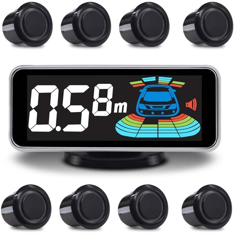 Backup Parktronic System – Car Reverse Parking Sensor Kit with 8 Ultrasonic Sensors, LCD Distance Display & Sound Warning for Safe Parking Assist