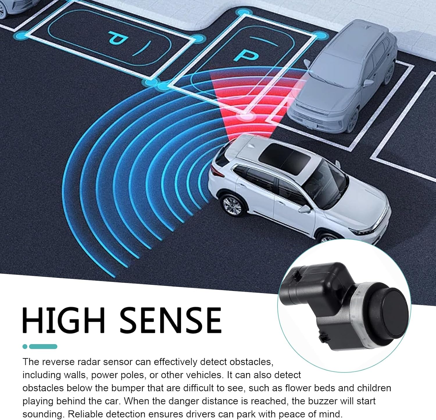 ORANGLES 1PC Backup Parking Sensor 4H0919275A / 1S0919275A – Reverse Parking Assist Sensor Compatible with VW Golf & Audi A5 (Black) - detailed closeup view - Image 3 of 4 | great for travel | Texas | Free Shipping ORANGLES