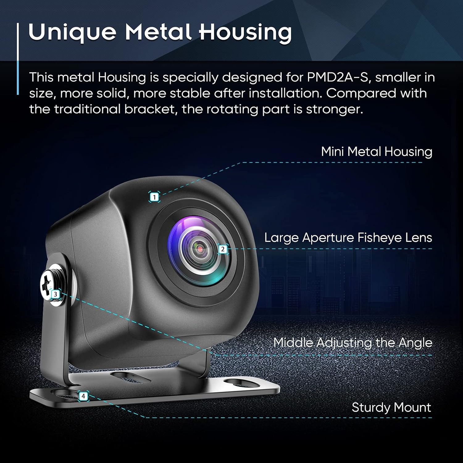 ORANGLES PixelMan AHD 1080P Backup Camera PMD2A-S – 170° Wide Angle Metal Rearview Reverse Camera with Night Vision & IP69 Waterproof Design - angled perspective - Image 4 of 4 | excellent for daily use | New York | Free Shipping ORANGLES