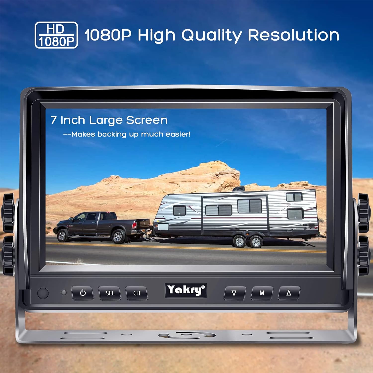 ORANGLES Yakry Y14 RV Backup Camera System – 7” HD 1080P Plug-and-Play Rear View Camera with IR Night Vision for RVs, Trucks, Trailers & Campers - high resolution display - Image 2 of 4 | perfect for office | California | Free Shipping ORANGLES