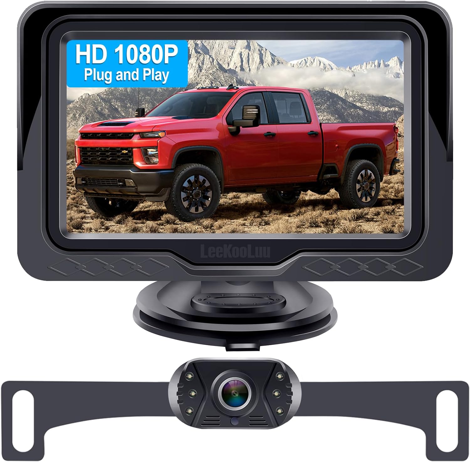 HD 1080P Backup Camera with Monitor – Plug & Play Rear View Camera System with Starlight Night Vision, Zero-Lag Real-Time Display for Cars, Trucks & SUVs