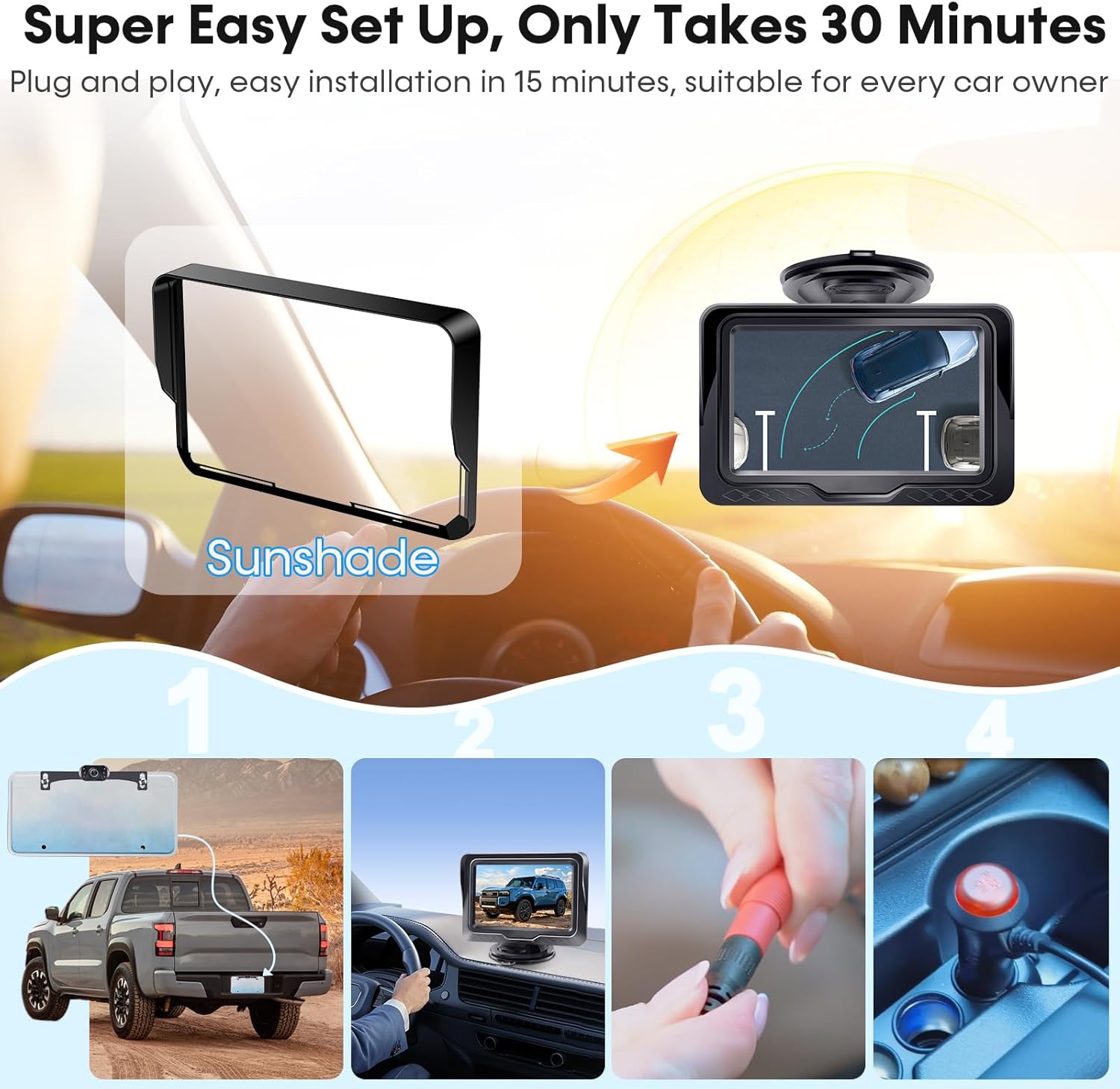 ORANGLES HD 1080P Backup Camera with Monitor – Plug & Play Rear View Camera System with Starlight Night Vision, Zero-Lag Real-Time Display for Cars, Trucks & SUVs - full product showcase - Image 5 of 5 | suitable for professionals | Florida | Free Shipping ORANGLES