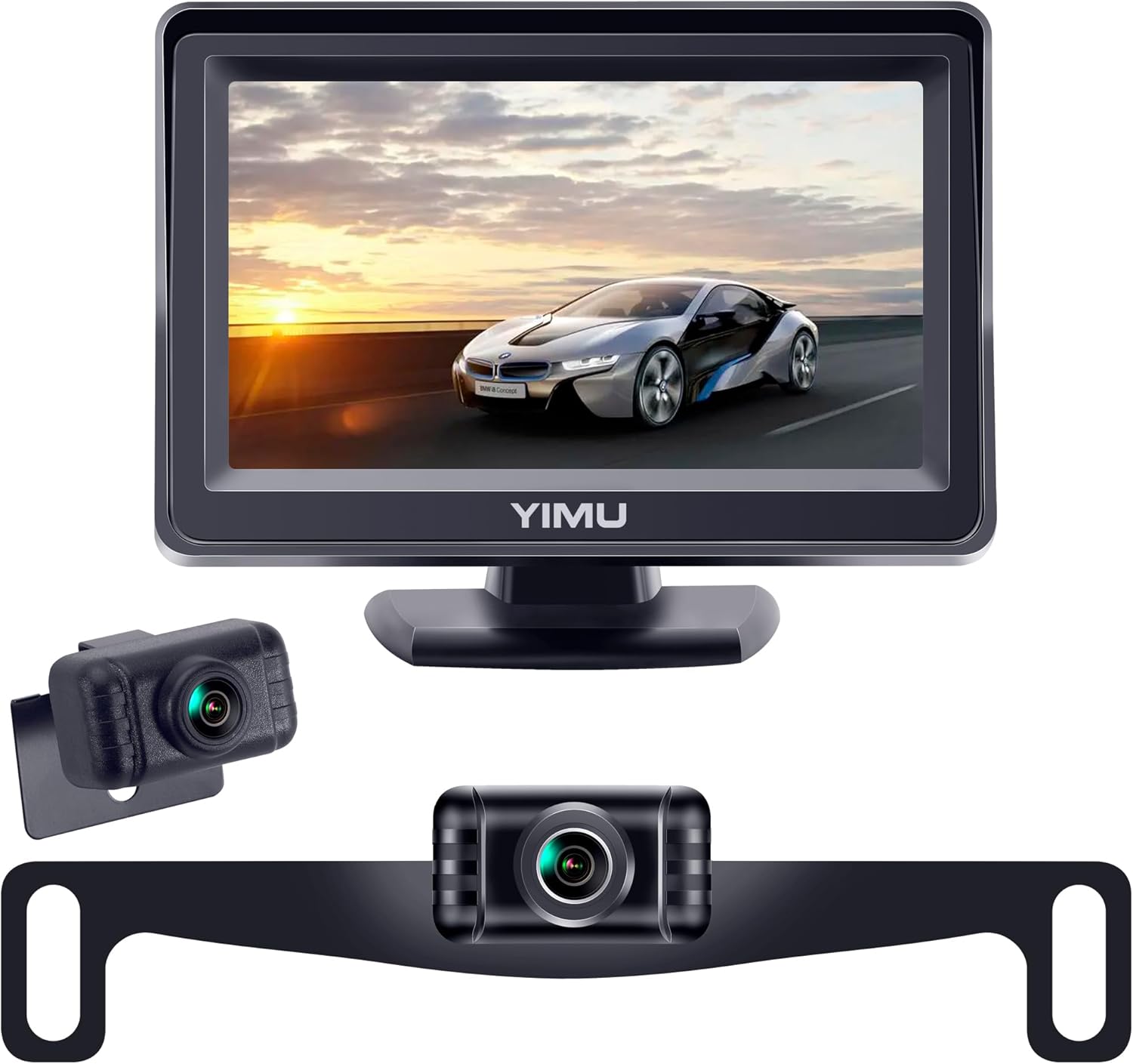 YIMU Backup Camera System with License Plate Reverse Camera – Plug & Play Rear View Camera with Night Vision, 150° Wide Angle & IP69K Waterproof (K4302)