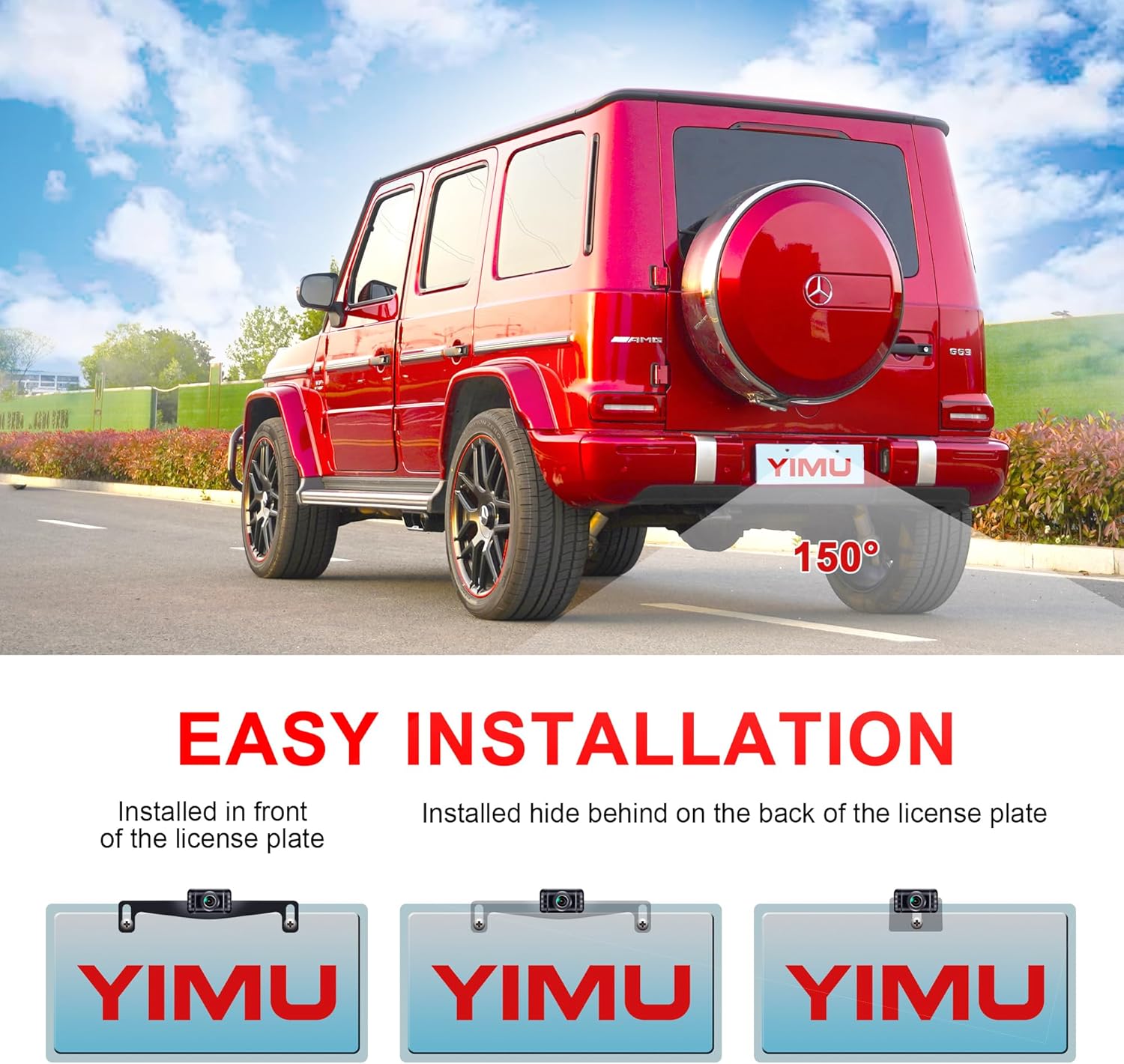 ORANGLES YIMU Backup Camera System with License Plate Reverse Camera – Plug & Play Rear View Camera with Night Vision, 150° Wide Angle & IP69K Waterproof (K4302) - detailed closeup view - Image 3 of 4 | great for travel | Texas | Free Shipping ORANGLES