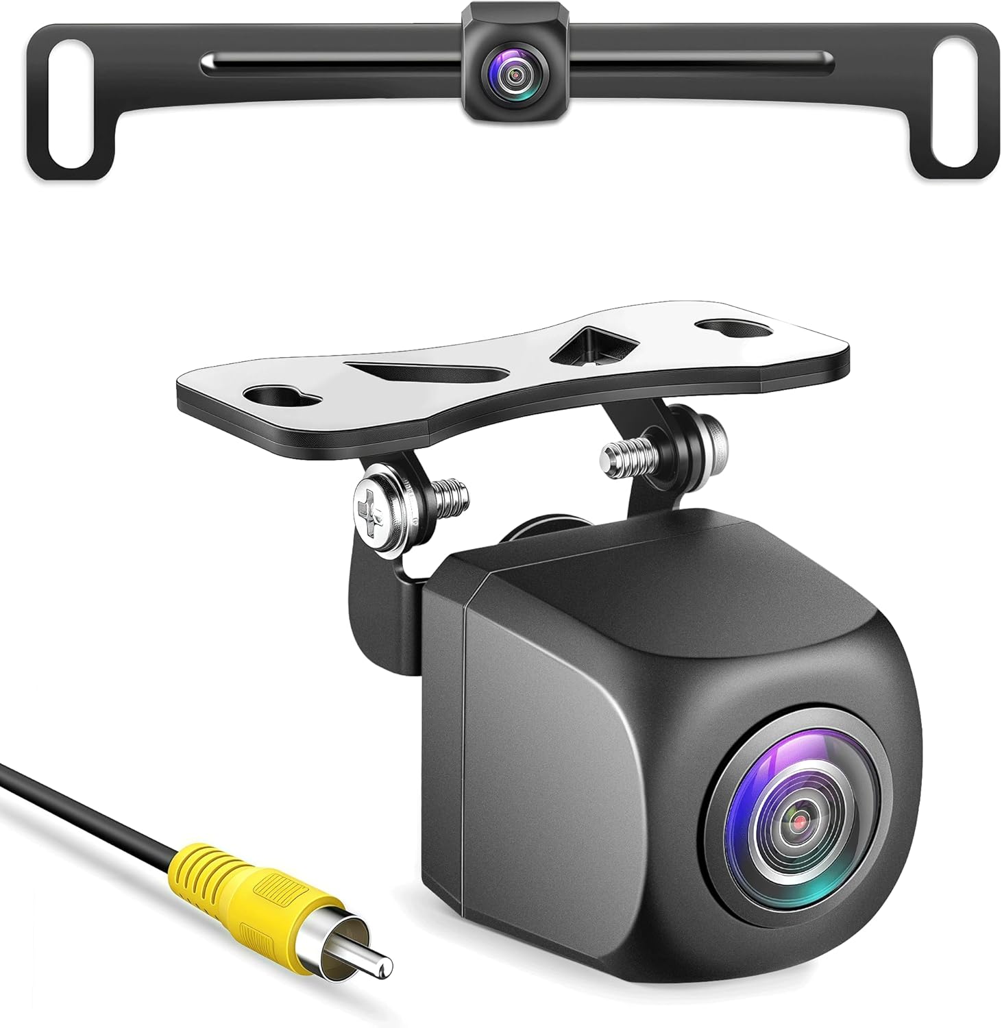HD License Plate Backup Camera – Metal Housing 170° Wide Angle Rear View Camera with Night Vision & IP69 Waterproof Design for Cars, SUVs, RVs & Pickups