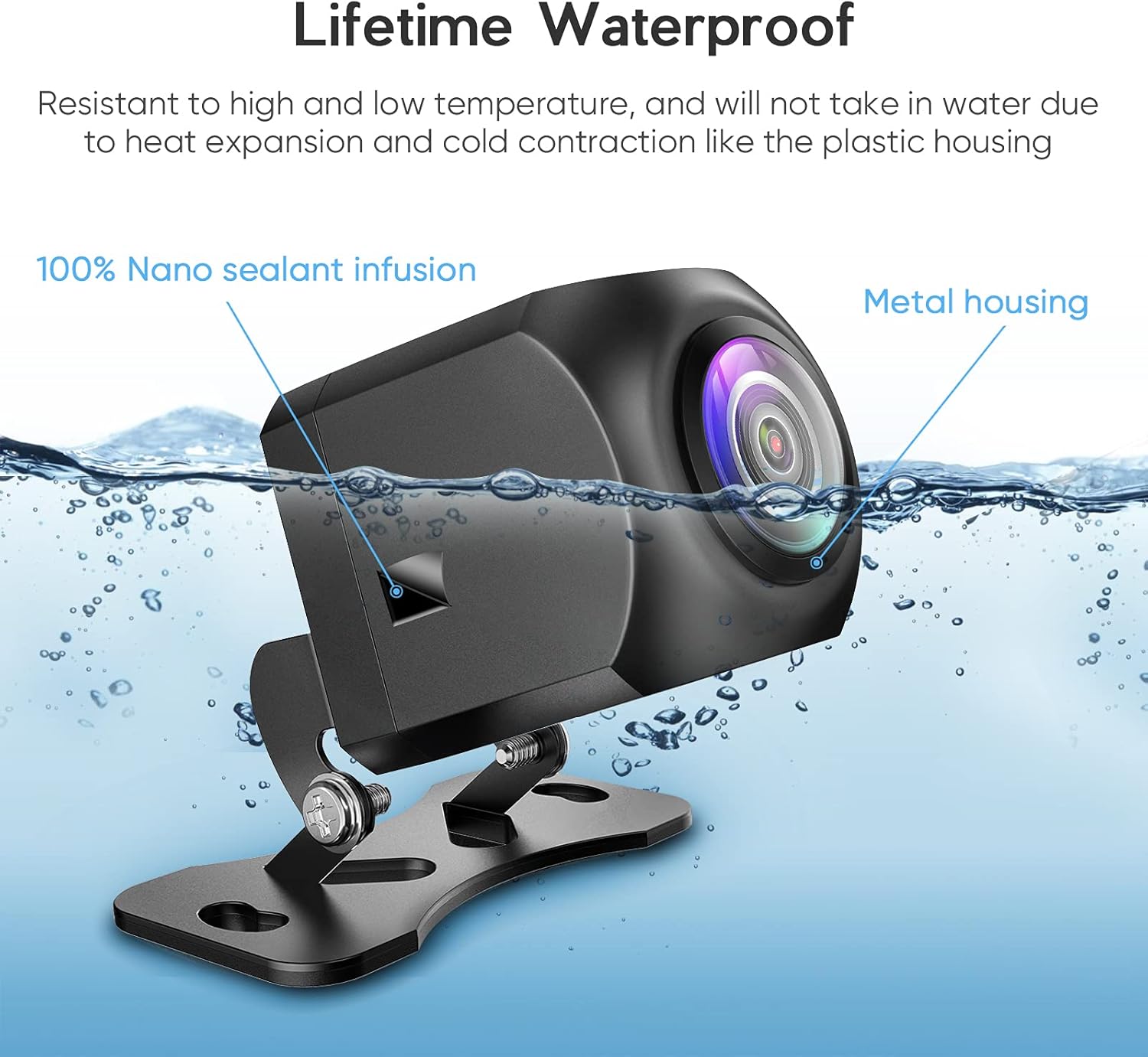 ORANGLES HD License Plate Backup Camera – Metal Housing 170° Wide Angle Rear View Camera with Night Vision & IP69 Waterproof Design for Cars, SUVs, RVs & Pickups - detailed closeup view - Image 3 of 4 | great for travel | Texas | Free Shipping ORANGLES