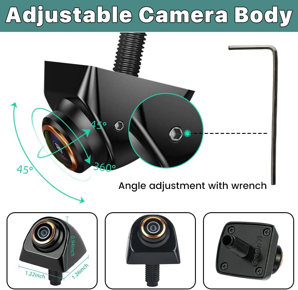 ORANGLES GreenYi AHD 720P Backup/Front/Side View Camera – 170° Adjustable Fisheye Reverse Camera for Cars, SUVs, RVs, Trailers & Pickups - detailed closeup view - Image 3 of 4 | great for travel | Texas | Free Shipping ORANGLES