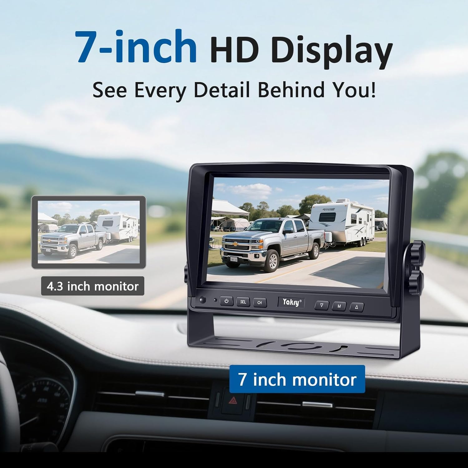 ORANGLES Dual RV Backup Camera System for Trucks – 7” HD Split Screen Reverse Camera with IR Night Vision & IP69 Waterproof Design for RVs, Trailers & Tractors - high resolution display - Image 2 of 4 | perfect for office | California | Free Shipping ORANGLES