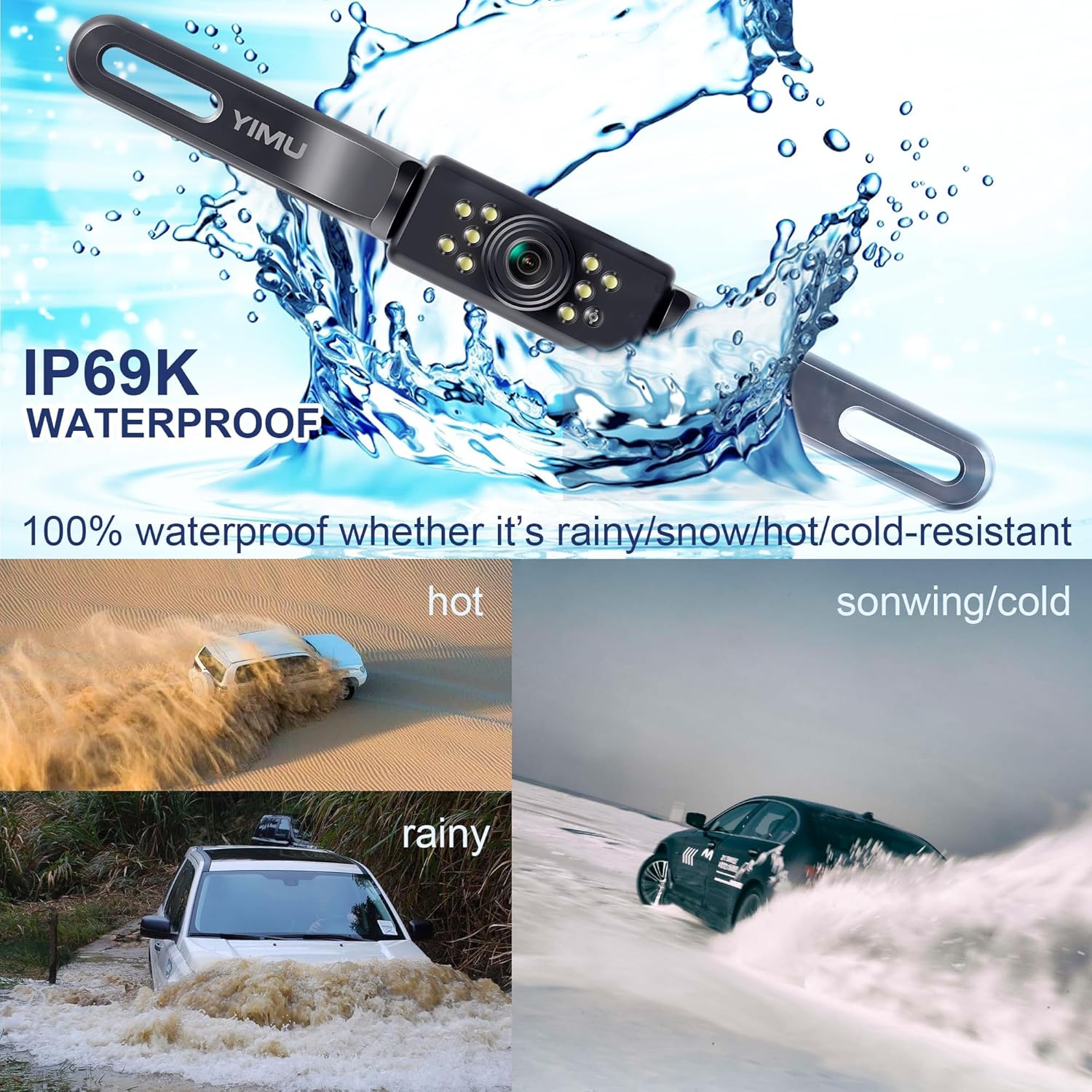ORANGLES YIMU Car Backup Camera – License Plate Rear View Camera with 7 LED Night Vision Lights, Wide Angle & IP69K Waterproof Design - high resolution display - Image 2 of 4 | perfect for office | California | Free Shipping ORANGLES