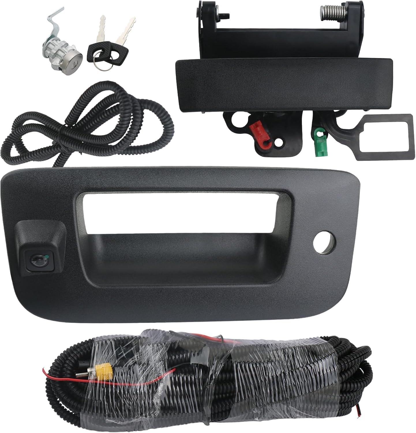 Tailgate Handle Backup Camera with Bezel Trim & Lock Cylinder – Compatible with Chevrolet Silverado & GMC Sierra 1500/2500/3500 Trucks (2007–2014)