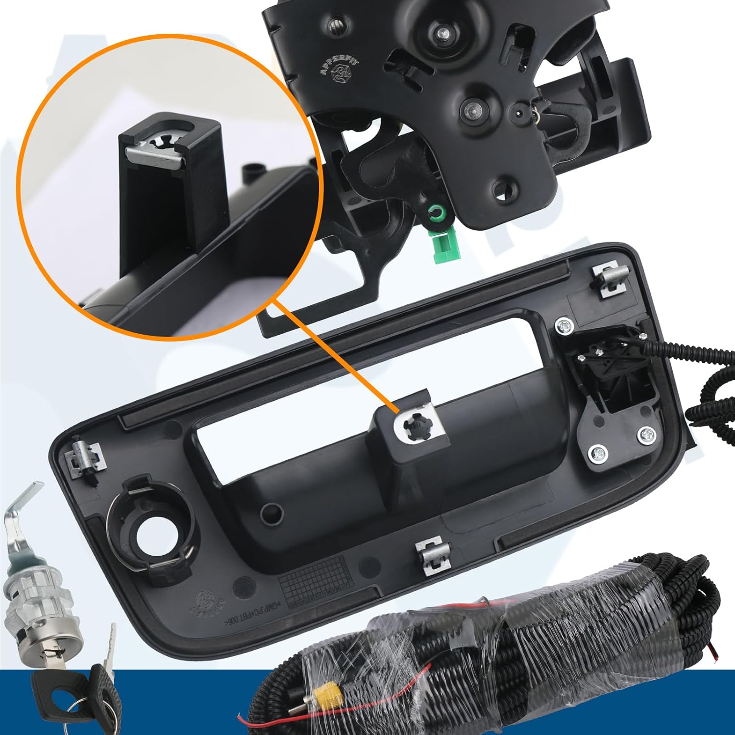 ORANGLES Tailgate Handle Backup Camera with Bezel Trim & Lock Cylinder – Compatible with Chevrolet Silverado & GMC Sierra 1500/2500/3500 Trucks (2007–2014) - high resolution display - Image 2 of 4 | perfect for office | California | Free Shipping ORANGLES