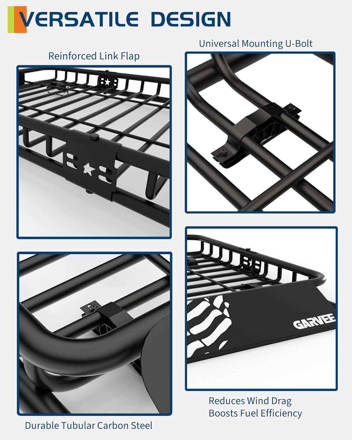 ORANGLES GarveeLife Universal Roof Rack Cargo Basket 64” x 39” – Heavy Duty Car Roof Carrier with Extension, 200 LBS Capacity for SUVs & Trucks - angled perspective - Image 4 of 4 | excellent for daily use | New York | Free Shipping ORANGLES