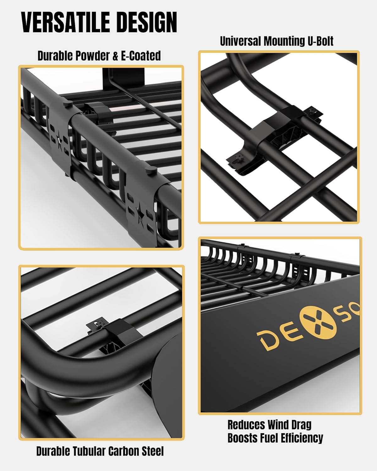 ORANGLES 51” x 36” Universal Roof Rack Cargo Basket – 200 lbs Rooftop Carrier with 15 Cubic Feet Waterproof Luggage Bag for SUVs & Trucks - angled perspective - Image 4 of 4 | excellent for daily use | New York | Free Shipping ORANGLES