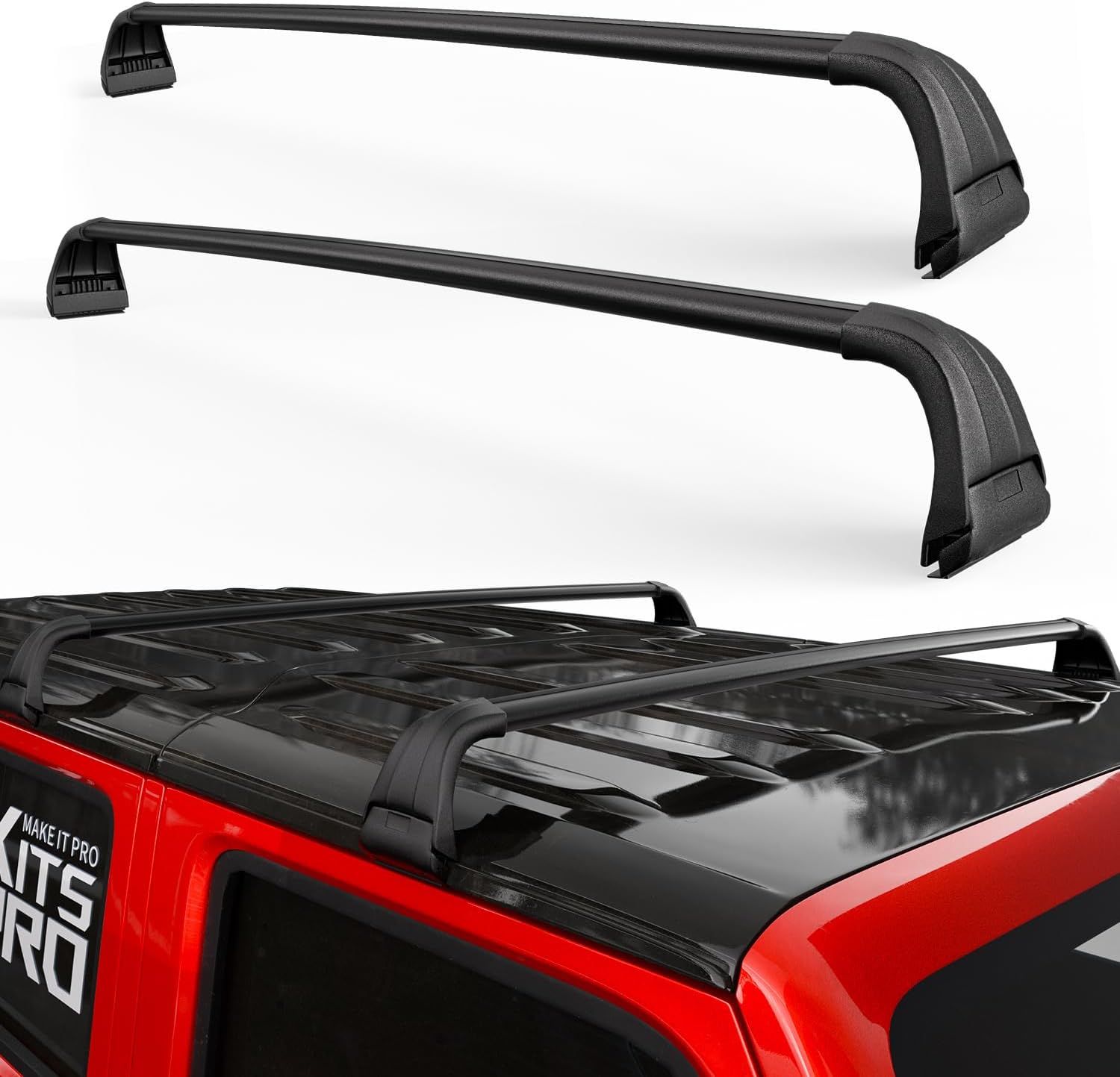 KitsPro 260 lbs Roof Rack Cross Bars for Jeep Wrangler 2007–2026 & Jeep Gladiator 2020–2026 – Heavy Duty Aluminum Cargo Crossbars for Hard Top Roof