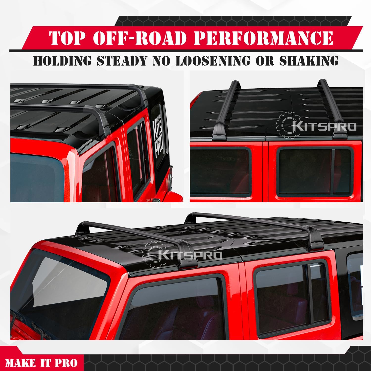 ORANGLES KitsPro 260 lbs Roof Rack Cross Bars for Jeep Wrangler 2007–2026 & Jeep Gladiator 2020–2026 – Heavy Duty Aluminum Cargo Crossbars for Hard Top Roof - detailed closeup view - Image 3 of 4 | great for travel | Texas | Free Shipping ORANGLES