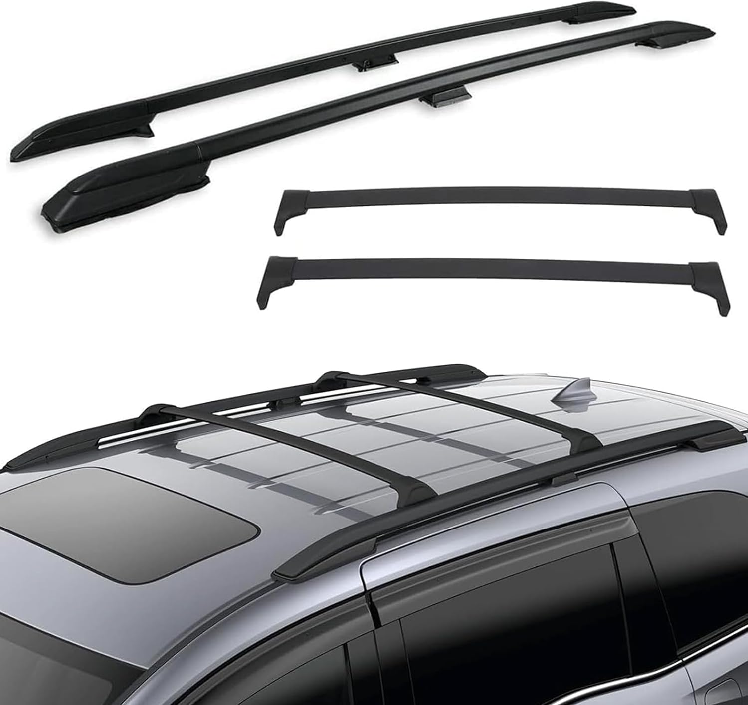 4PCS Roof Rack Side Rails & Cross Bars Compatible with Honda Odyssey 2018–2026 – Black Roof Rails for Luggage, Kayaks, Bikes & Canoes