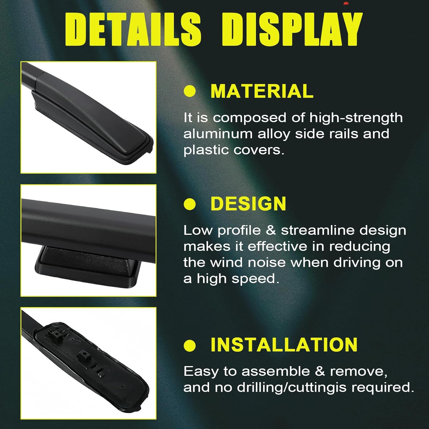 ORANGLES 4PCS Roof Rack Side Rails & Cross Bars Compatible with Honda Odyssey 2018–2026 – Black Roof Rails for Luggage, Kayaks, Bikes & Canoes - detailed closeup view - Image 3 of 4 | great for travel | Texas | Free Shipping ORANGLES