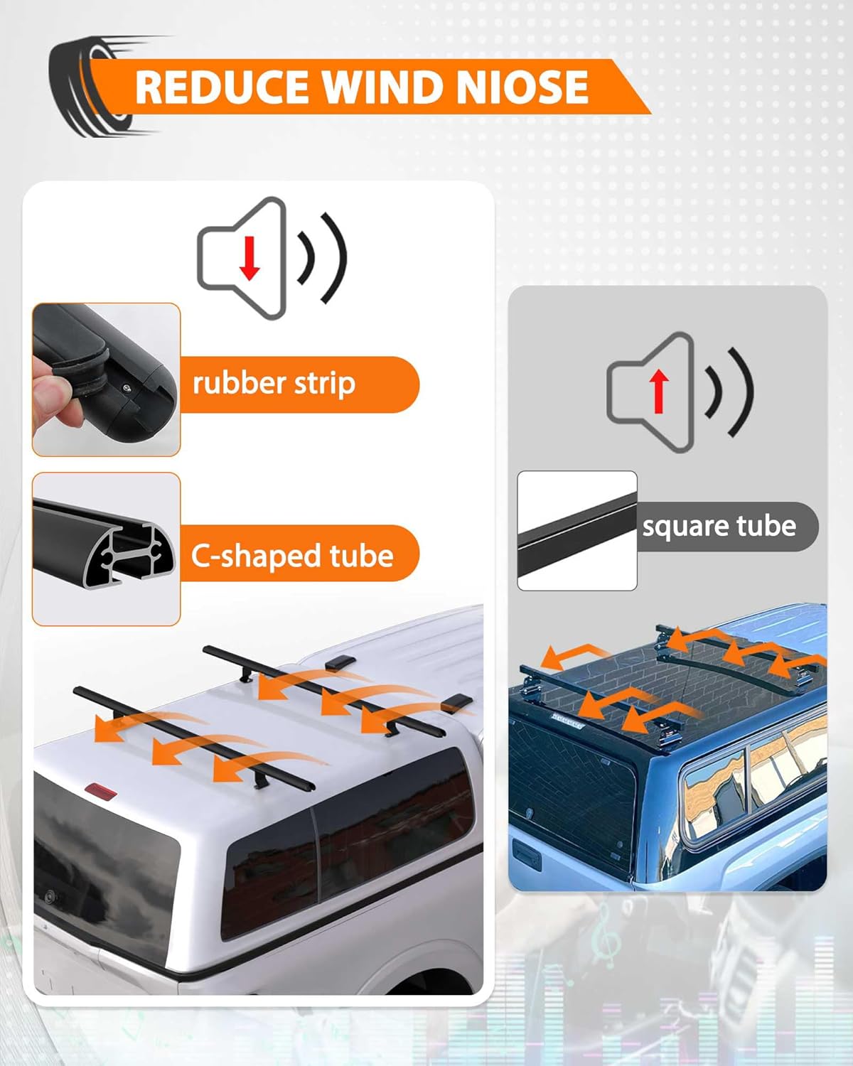 ORANGLES MELIPRON 60” Truck Topper Roof Rack for Pickup Truck Cap – Heavy Duty Aluminum Camper Shell Ladder Rack for Kayak, Canoe & Cargo | 500 lbs Capacity (Drilling Required) - high resolution display - Image 2 of 4 | perfect for office | California | Free Shipping ORANGLES