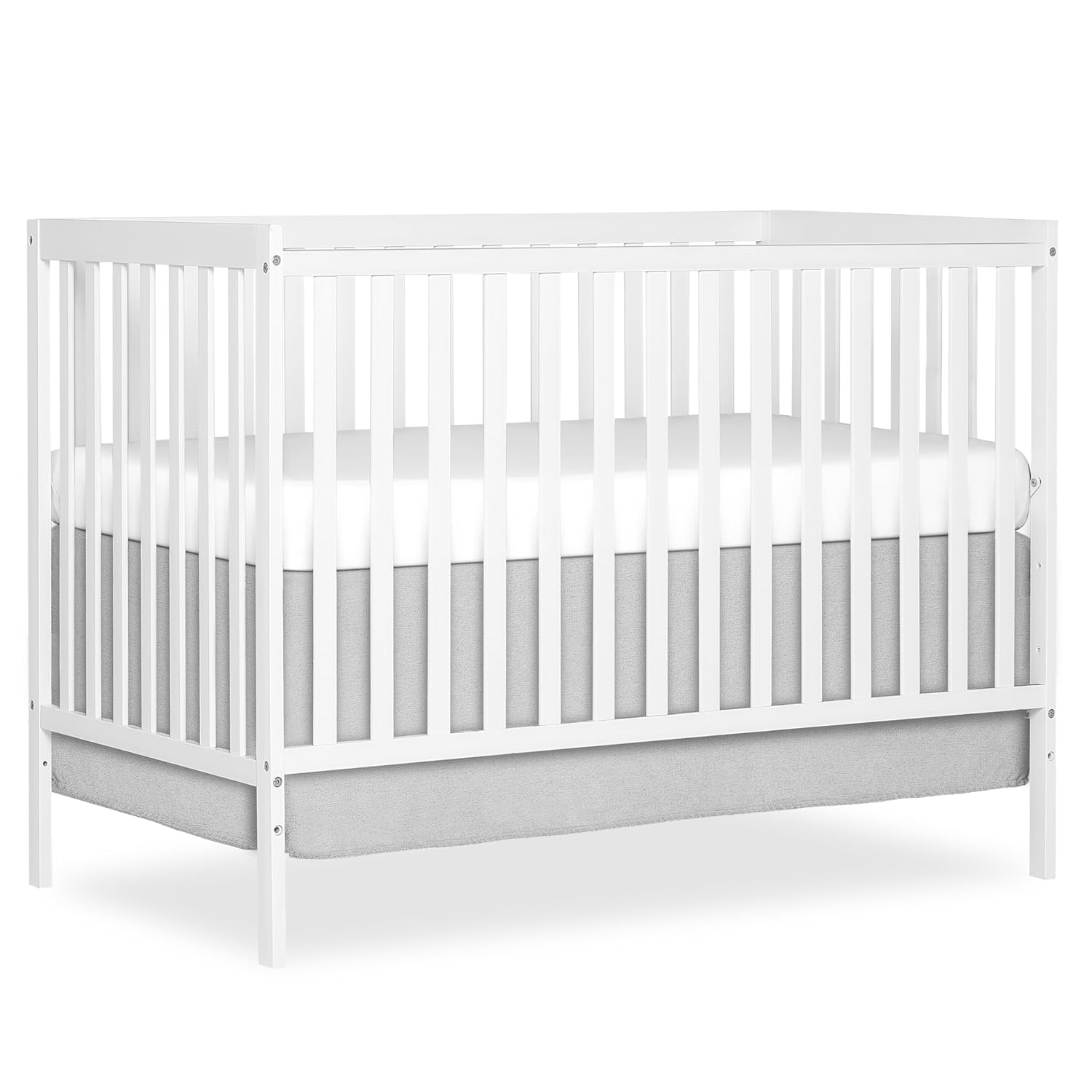 Dream On Me Synergy 5-in-1 Convertible Full-Size Baby Crib – White Sustainable Pinewood Crib with Toddler, Daybed & Full Bed Conversion