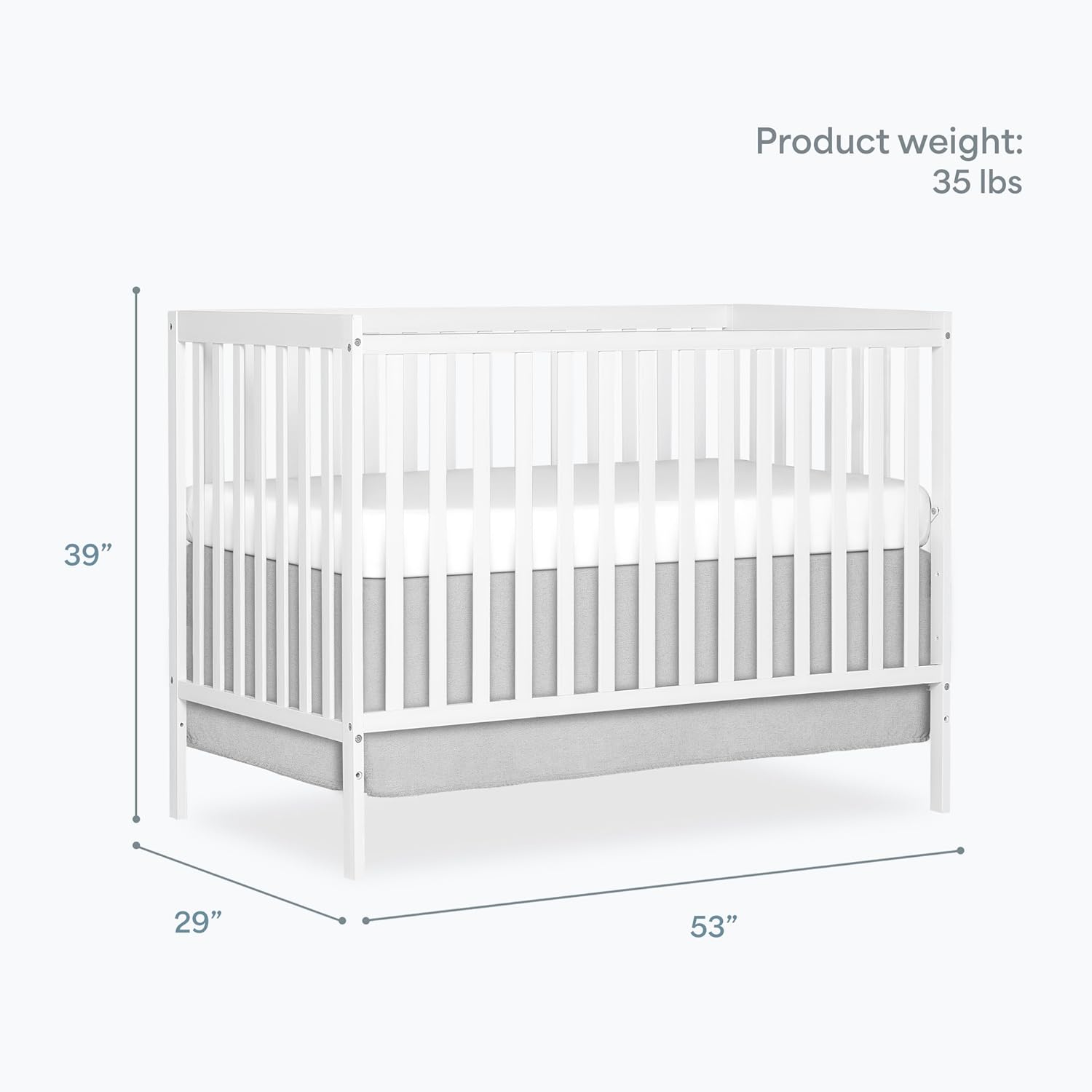 ORANGLES Dream On Me Synergy 5-in-1 Convertible Full-Size Baby Crib – White Sustainable Pinewood Crib with Toddler, Daybed & Full Bed Conversion - detailed closeup view - Image 3 of 4 | great for travel | Texas | Free Shipping ORANGLES